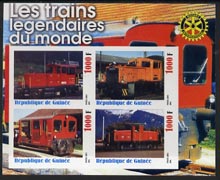 Guinea - Conakry 2003 Legendary Trains of the World #01 imperf sheetlet containing 4 values with Rotary Logo, unmounted mint, stamps on , stamps on  stamps on railways, stamps on  stamps on rotary