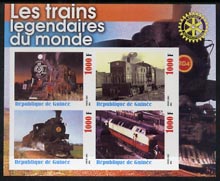 Guinea - Conakry 2003 Legendary Trains of the World #02 imperf sheetlet containing 4 values with Rotary Logo, unmounted mint, stamps on railways, stamps on rotary