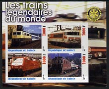 Guinea - Conakry 2003 Legendary Trains of the World #05 imperf sheetlet containing 4 values with Rotary Logo, unmounted mint, stamps on , stamps on  stamps on railways, stamps on  stamps on rotary