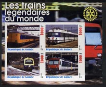 Guinea - Conakry 2003 Legendary Trains of the World #06 imperf sheetlet containing 4 values with Rotary Logo, unmounted mint, stamps on , stamps on  stamps on railways, stamps on  stamps on rotary