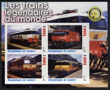 Guinea - Conakry 2003 Legendary Trains of the World #07 imperf sheetlet containing 4 values with Rotary Logo, unmounted mint, stamps on , stamps on  stamps on railways, stamps on  stamps on rotary