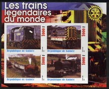 Guinea - Conakry 2003 Legendary Trains of the World #09 imperf sheetlet containing 4 values with Rotary Logo, unmounted mint, stamps on , stamps on  stamps on railways, stamps on  stamps on rotary