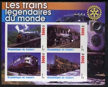 Guinea - Conakry 2003 Legendary Trains of the World #13 imperf sheetlet containing 4 values with Rotary Logo, unmounted mint, stamps on railways, stamps on rotary