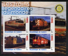 Guinea - Conakry 2003 Legendary Trains of the World #14 imperf sheetlet containing 4 values with Rotary Logo, unmounted mint, stamps on , stamps on  stamps on railways, stamps on  stamps on rotary