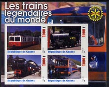 Guinea - Conakry 2003 Legendary Trains of the World #15 imperf sheetlet containing 4 values with Rotary Logo, unmounted mint, stamps on , stamps on  stamps on railways, stamps on  stamps on rotary