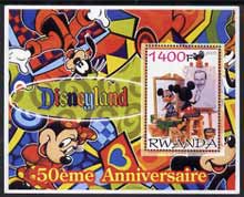 Rwanda 2005 50th Anniversary of Disneyland perf m/sheet #02 unmounted mint, stamps on disney