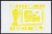 Lesotho 1982 Flags of Winning Nations - World Cup Football m/sheet imperf progressive proof in yellow only, stamps on flags, stamps on football, stamps on sport