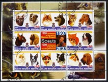 Antigua - Redonda 2005 Scout Anniversaries - Cats & Dogs #01 perf sheetlet containing set of 8 values plus label fine cto used, stamps on scouts, stamps on cats, stamps on dogs