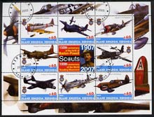 Antigua - Redonda 2005 Scout Anniversaries - Aircraft #02 perf sheetlet containing set of 8 values plus label fine cto used, stamps on , stamps on  stamps on scouts, stamps on  stamps on aviation, stamps on  stamps on  ww2 , stamps on  stamps on 