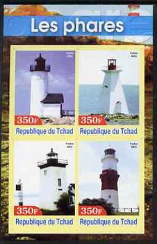 Chad 2003 Lighthouses #1 imperf sheetlet containing 4 values unmounted mint, stamps on , stamps on  stamps on lighthouses