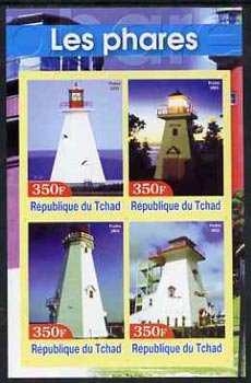 Chad 2003 Lighthouses #2 imperf sheetlet containing 4 values unmounted mint, stamps on , stamps on  stamps on lighthouses