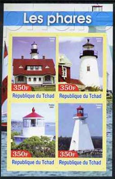 Chad 2003 Lighthouses #3 imperf sheetlet containing 4 values unmounted mint, stamps on , stamps on  stamps on lighthouses