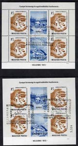 Hungary 1973 Conference for Security & Co-operation in Europe, perf & imperf m/sheet fine used with special cancels, Mi BL 99A & B, stamps on europa, stamps on 