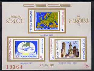 Rumania 1981 Conference for Security & Co-operation in Europe, imperf m/sheet superb unmounted mint, Mi BL183, stamps on , stamps on  stamps on europa, stamps on  stamps on aviation, stamps on  stamps on maps