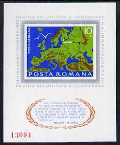 Rumania 1975 Conference for Security & Co-operation in Europe, imperf m/sheet unmounted mint Mi BL125, stamps on europa, stamps on maps