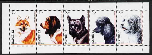 Marij El Republic 2000 Dogs perf sheetlet containing 5 values unmounted mint, stamps on , stamps on  stamps on dogs