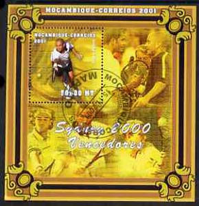 Mozambique 2001 Sydney Olympics perf s/sheet #1 showing Andre Agassi (Tennis) cto used, stamps on , stamps on  stamps on olympics, stamps on  stamps on tennis, stamps on  stamps on 