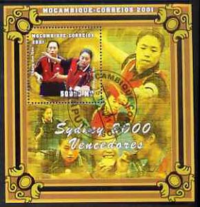 Mozambique 2001 Sydney Olympics perf s/sheet #6 showing Chang Jun Gao & Michelle Do (Table Tennis) cto used, stamps on , stamps on  stamps on olympics, stamps on  stamps on table tennis, stamps on  stamps on 