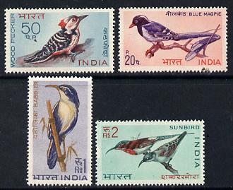 India 1968 Birds set of 4 unmounted mint, SG 578-81, stamps on , stamps on  stamps on birds    magpie    woodpecker    babbler     sunbird