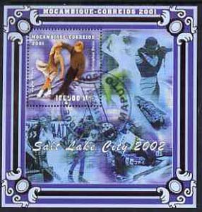 Mozambique 2001 Salt Lake Winter Olympics perf s/sheet #2 showing Torvill & Dean (Ice Dance) fine cto used, stamps on olympics, stamps on ice skating, stamps on dancing, stamps on police