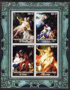 Congo 2005 Nude Paintings by Boucher perf sheetlet containing 4 values unmounted mint, stamps on arts, stamps on nudes, stamps on boucher