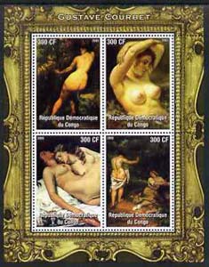 Congo 2005 Nude Paintings by Courbet perf sheetlet containing 4 values unmounted mint, stamps on , stamps on  stamps on arts, stamps on  stamps on nudes, stamps on  stamps on courbet