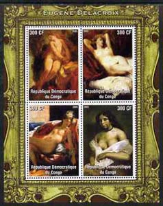 Congo 2005 Nude Paintings by Delacroix perf sheetlet containing 4 values unmounted mint, stamps on , stamps on  stamps on arts, stamps on  stamps on nudes, stamps on  stamps on delacroix