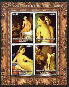 Congo 2005 Nude Paintings by Ingres perf sheetlet containing 4 values unmounted mint, stamps on arts, stamps on nudes, stamps on ingres