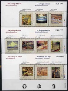 Canada 1995 75th Anniversary of Group of Seven presentation folder containing set of 3 m/sheets plus booklet, as SG MS1642, stamps on arts