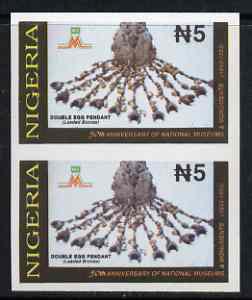 Nigeria 1993 Museum & Monuments 5n (Bronze Pendant) imperf pair unmounted mint, SG 662var, stamps on artefacts, stamps on museums, stamps on jewellry