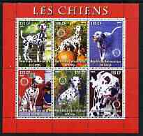 Congo 2003 Dogs (Dalmations) perf sheetlet #02 (red border) containing 6 values each with Rotary Logo, unmounted mint, stamps on , stamps on  stamps on rotary, stamps on  stamps on dogs, stamps on  stamps on dalmations