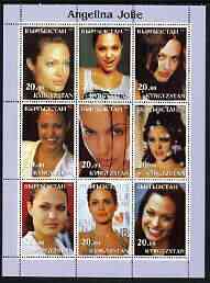 Kyrgyzstan 2003 Angelina Jolie perf sheetlet containing 9 values unmounted mint, stamps on , stamps on  stamps on films, stamps on  stamps on movies, stamps on  stamps on women