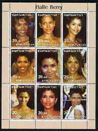 Kyrgyzstan 2003 Halle Berry perf sheetlet containing 9 values unmounted mint, stamps on , stamps on  stamps on films, stamps on  stamps on movies, stamps on  stamps on women