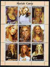 Kyrgyzstan 2003 Mariah Carey perf sheetlet containing 9 values unmounted mint, stamps on music, stamps on pops, stamps on women