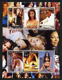 Somalia 2003 Pop Stars #2 perf sheetlet containing 6 values unmounted mint (Kylie & Dannii Minogue, Eminem, P Diddy, etc), stamps on music, stamps on pops, stamps on women