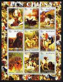 Somalia 2003 Paintings of Dogs #1 perf sheetlet containing 9 values unmounted mint (vertical format), stamps on arts, stamps on dogs