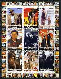 Congo 2003 History of the Cinema #11 perf sheetlet containing 9 values unmounted mint (Showing Chaplin, Tom Cruz, Fred & Ginger, Stallone & Mash), stamps on movies, stamps on films, stamps on cinema, stamps on , stamps on comedy, stamps on chaplin