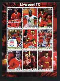 Benin 2003 Liverpool Football Club perf sheetlet containing 9 values unmounted mint, stamps on football, stamps on sport