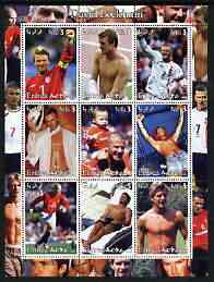 Eritrea 2003 David Beckham perf sheet containing 9 values, unmounted mint, stamps on personalities, stamps on football, stamps on sport