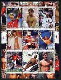 Eritrea 2003 David Beckham perf sheet containing 9 values, unmounted mint, stamps on , stamps on  stamps on personalities, stamps on  stamps on football, stamps on  stamps on sport