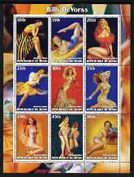 Benin 2003 Fantasy Art by Billy DeVorss (Pin-ups) perf sheet containing 9 values, unmounted mint, stamps on arts, stamps on women, stamps on nudes, stamps on fantasy