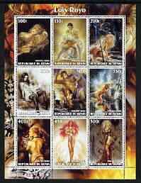 Benin 2003 Fantasy Art by Luis Royo (Pin-ups) perf sheet containing 9 values, unmounted mint, stamps on , stamps on  stamps on arts, stamps on  stamps on women, stamps on  stamps on nudes, stamps on  stamps on fantasy