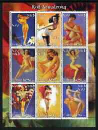 Eritrea 2003 Fantasy Art by Rolf Armstrong (Pin-ups) perf sheet containing 9 values, unmounted mint, stamps on , stamps on  stamps on arts, stamps on  stamps on women, stamps on  stamps on nudes, stamps on  stamps on fantasy