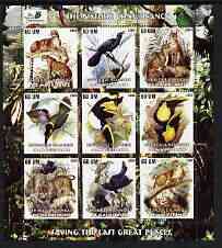 Mauritania 2003 The Nature Conservancy perf sheetlet containing set of 9 values (Birds & Animals by John Audubon) unmounted mint, stamps on , stamps on  stamps on wildlife, stamps on  stamps on cats, stamps on  stamps on environment, stamps on  stamps on birds, stamps on  stamps on audubon