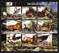 Benin 2003 The Nature Conservancy perf sheetlet containing set of 9 values (Birds & Animals by John Audubon) unmounted mint, stamps on , stamps on  stamps on wildlife, stamps on  stamps on cats, stamps on  stamps on environment, stamps on  stamps on birds, stamps on  stamps on audubon