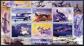 Benin 2003 100 Years of Aviation perf sheetlet #1 containing 6 values unmounted mint, stamps on aviation, stamps on dornier, stamps on junkers, stamps on  ww2 , stamps on 