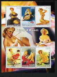 Benin 2003 Pin-up Art by Edvard Runci perf sheetlet containing 6 values unmounted mint, stamps on , stamps on  stamps on arts, stamps on  stamps on women, stamps on  stamps on fantasy