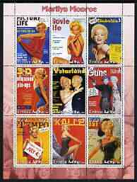 Eritrea 2003 Marilyn Monroe (Magazine Covers) perf sheetlet containing set of 9 values unmounted mint, stamps on personalities, stamps on entertainments, stamps on movies, stamps on films, stamps on cinema, stamps on women, stamps on marilyn monroe
