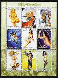 Eritrea 2003 Pin-Up Art by Ricky Carralero perf sheetlet containing set of 9 values unmounted mint, stamps on arts, stamps on women, stamps on nudes, stamps on fantasy