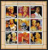 Ivory Coast 2002 Marilyn Monroe 40th Death Anniversary #2 perf sheetlet containing 9 values unmounted mint, stamps on films, stamps on cinema, stamps on entertainments, stamps on music, stamps on personalities, stamps on marilyn monroe, stamps on women